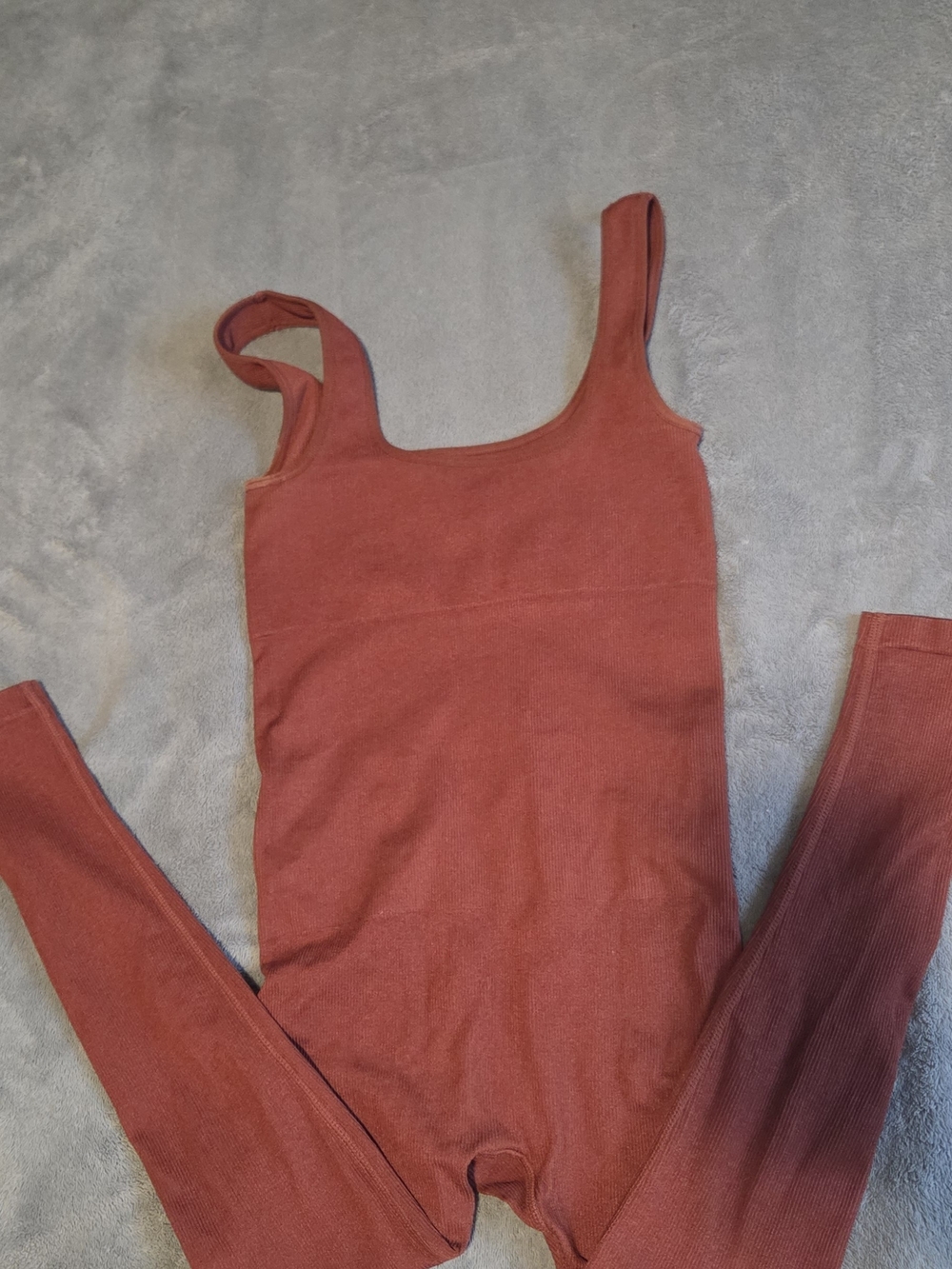 Women's Seamless Rust-Brown Tank Jumpsuit - Picture 6 of 6
